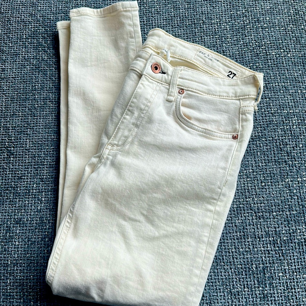 Rag and Bone - off white Cate mid rise ankle skinny jeans